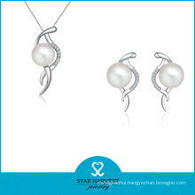 Elegant 925 Silver Pearl Necklace and Earring Jewelry Set (J-0188)